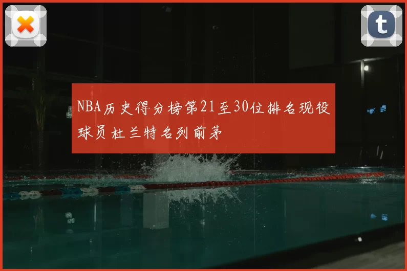NBA历史得分榜第21至30位排名现役球员杜兰特名列前茅
